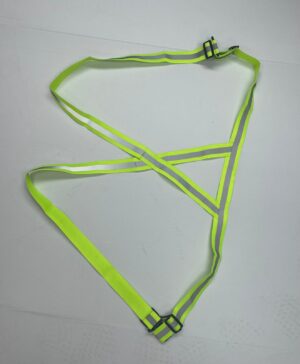 Reflective belt vest with silver/green stripes