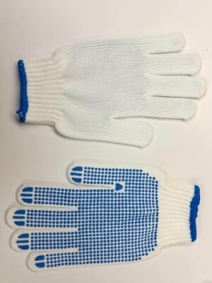 White Nylon Knit Gloves Cotton